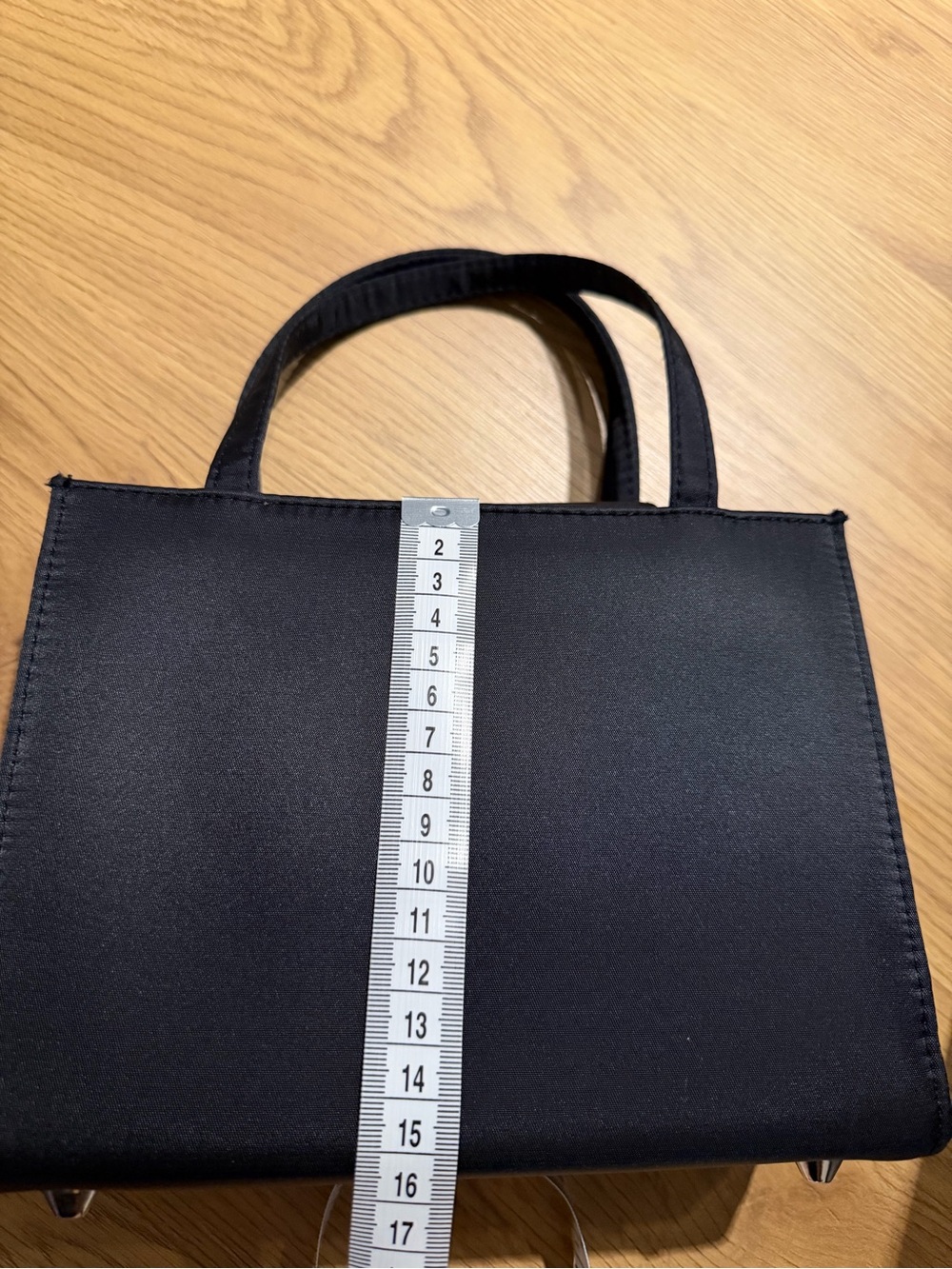 Classic Black Satin Top-Handle Handbag - Picture 7 of 9